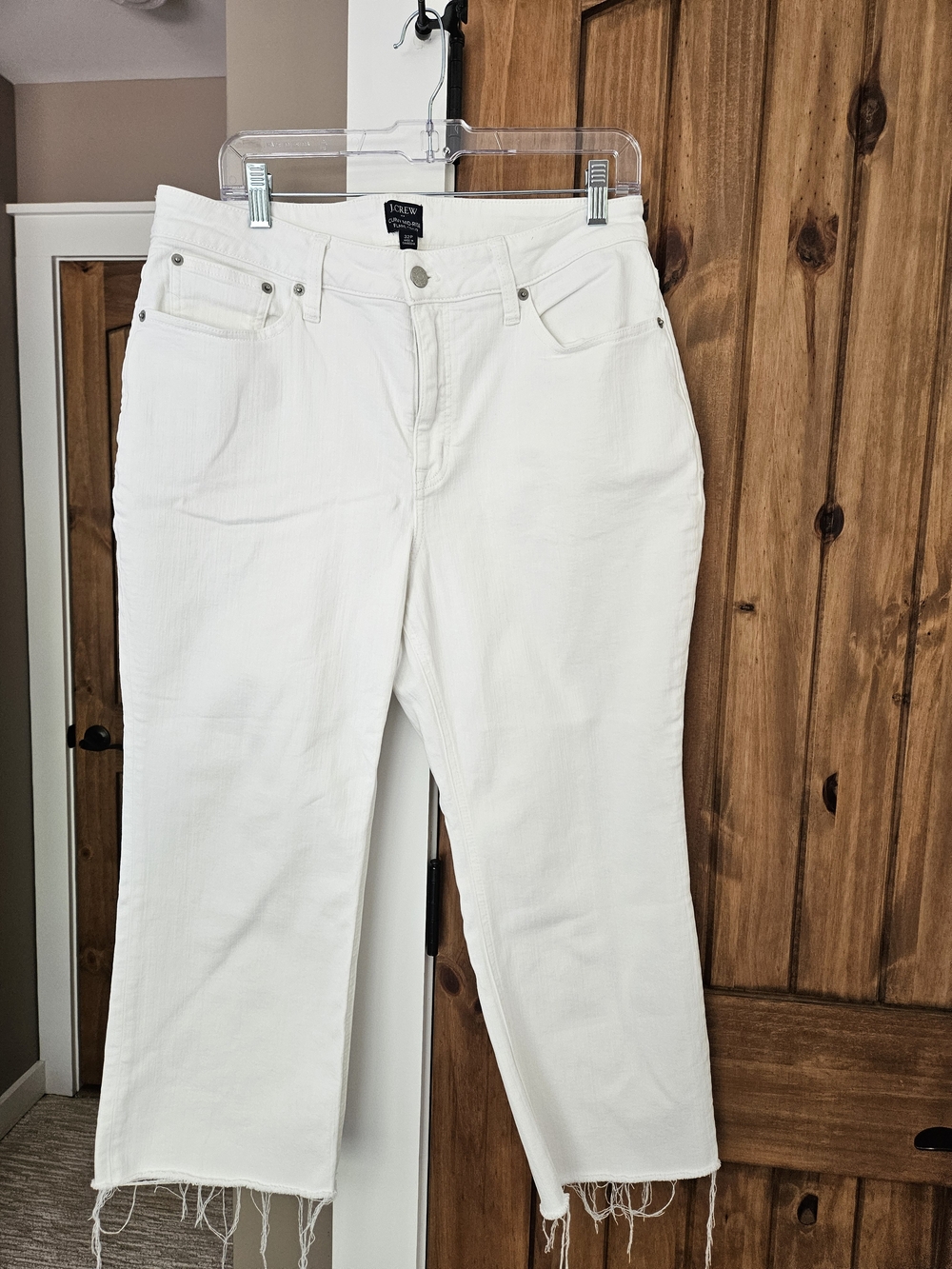 J. Crew White Curvy Mid Rise Flare Crop Jeans